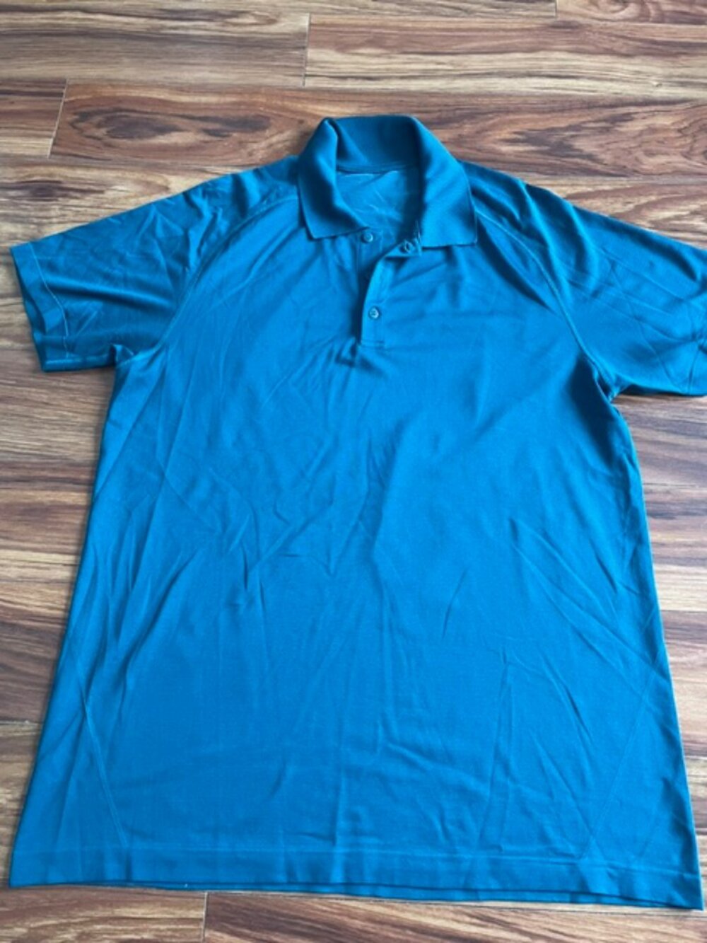 Lululemon Men's Polo Short Sleeve Button Collared Shirt Top, Royal Blue, XL Size